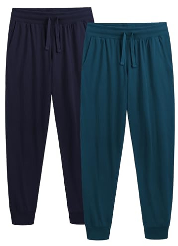 The Essentials Wardrobe 2PK Mens Lounge Pants - Cuffed - Blue - X Large