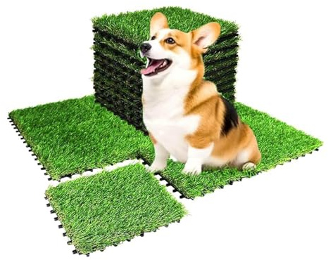 Azulejos de césped artificial para exteriores, 18 unidades, suelo entrelazado de alta calidad para uso en interiores y exteriores, perfecto para patios, balcones, jardines y áreas de juego