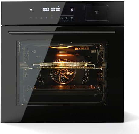 24 Inch Built-in Electric Single Wall Oven,2.5Cu.ft. Stainless Steel Convection Oven with 8 Cooking Functions, Touch Control, Timer, Convection Fan and Safety Lock, 3000W, Black