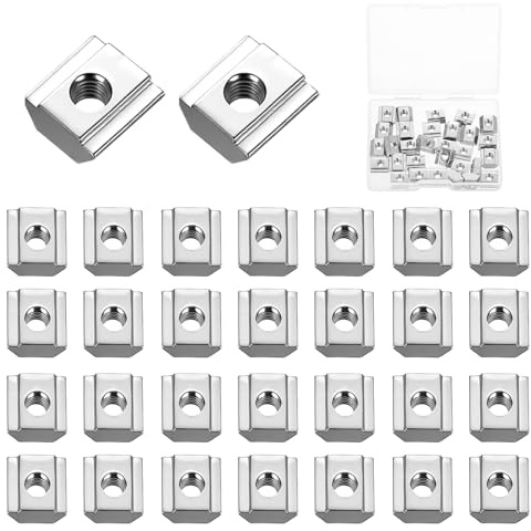 30 Stück Nutensteine M4, T Nut Schiene M4 Nutsteine Set, T-Nut Nutensteine Nut 6 - Typ B, Nutenstein Set für 2020 Serie Aluminiumprofil Extrusionsschlitz