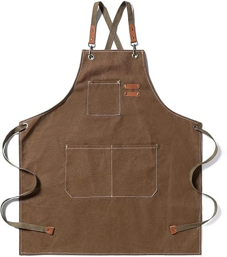 COZERI Segeltuchschürzen, Arbeitsschürzen für Männer und Frauen,mit 3 Taschen, verstellbare BBQ Kochschürze