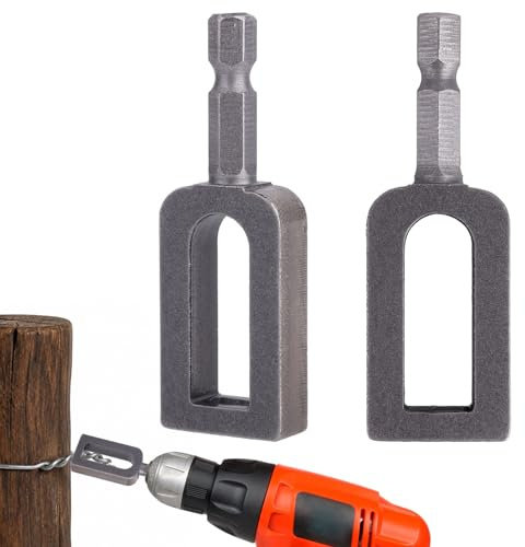 2pcs Wire Twister Tool for Drill, Multifunctional Iron Hex Shank Wire Twisting Bit Carbon Steel Winding Tool Universal Drill Attachment for Rebar Tying Construction and Fence (#9)