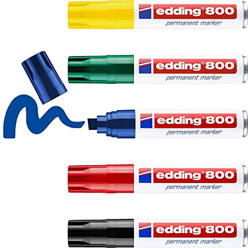 edding 4-800999 Permanentmarker 800, nachfüllbar, 4 - 12 mm, sortiert, 5-er Packung (sortiert)