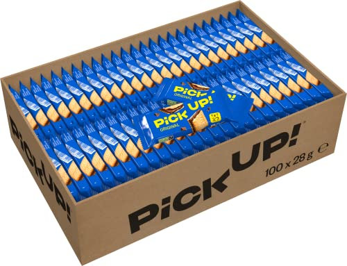 PiCK UP! Original (100 x 28 g), Keksriegel mit knackiger Milchschokoladentafel zwischen zwei Keksen, der Snack für unterwegs, 100 Stück einzeln verpackt