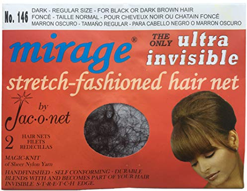 Jac-O-Net Hair Net Mirage Ultra-Invisible Dark,2 Per Pack [Pack of 12]