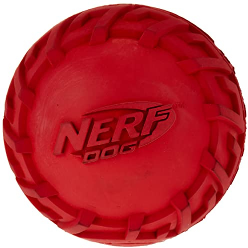 Nerf Dog Pelota de Goma para Perros con Perfil de neumáticos y chirridos, Color Rojo o Verde, 7,6 cm