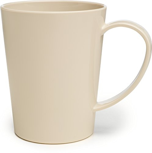 Carlisle FoodService Products Mug Plastic Coffee Mug with Large Handle for Buffets, Home, and Restaurant, Tritan, 12 Ounces, Bone