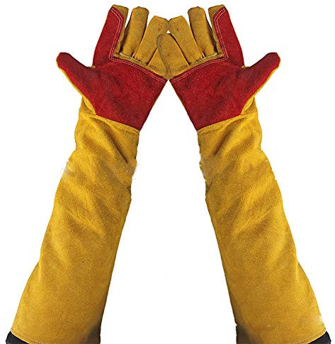 Gants de soudage en cuir de vache pour barbecue, camping, cuisson au four, four, grill, cheminée Hct09-f