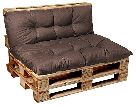Garden Factory Coussins pour Canape Euro, Coussins Palette, Coussins pour Meubles en Palette, extérieur intérieur (Set (Assise 120x60+Dossier 120x60) Marron)