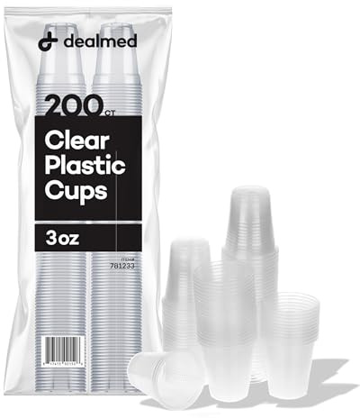Dealmed 3 oz Disposable Plastic Cups - Recyclable - 200 Count (1 Pack)