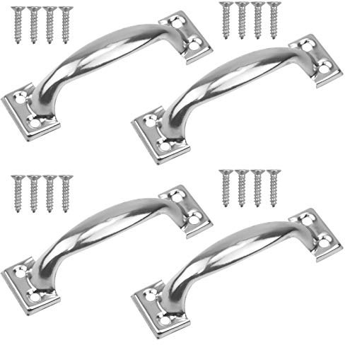 NiceLand 4pcs Door Pull Handles Rustic Gate Handle with Screws, 3 Inch Stainless Steel Cabinet Handles for Kitchen Cupboard Furniture Drawer Cabinet Hardware (Silver)