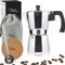 Milu Caffettiera (Non Induzione) | 2, 3, 6,9 Tazze | Caffettiera Espresso in Alluminio, Set comprendente sottobicchiere, cucchiaio, spazzola (Alluminio, 9 Tazze (400ml)