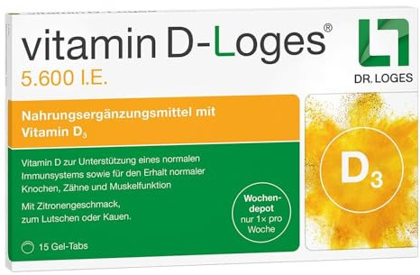 vitamin D-Loges 5.600 I.E. - 60 Weichgummis - Wochendepot | Nahrungsergänzungsmittel mit Vitamin D3 für die ganze Familie