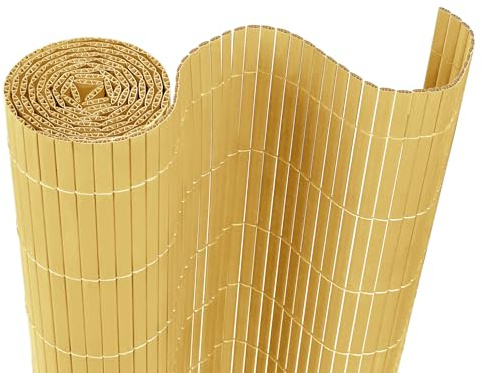 VA-Cerulean PVC Sichtschutzmatte Sichtschutzzaun 180x500CM, Bambus, Outdoor Sichtschutz mit verstärkten Lamellen, Zaunblende Windschutz UV-Beständig für Garten Balkon Fences Terrasse Zubehör