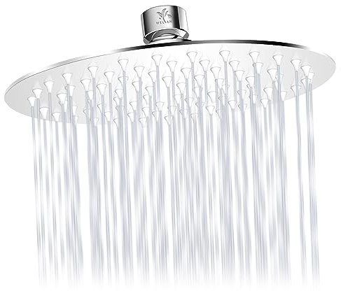 Welan Soffione doccia a pioggia, 20 cm, soffione doccia a pioggia, in acciaio inox 304, rotondo, con gel di silice antibloccante