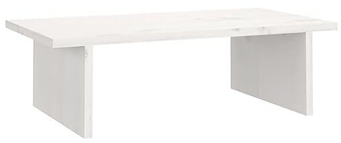 vidaXL Soporte para Monitor Almacenamiento Elevador Alta Ajustable Trabajo Portátil Sobremesa Base Oficina Casa Madera Maciza de Pino Blanco