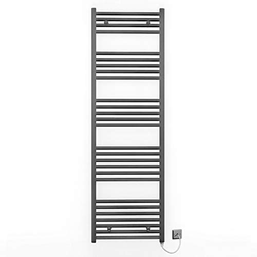 600mm Wide Anthracite Grey Flat Electric Pre-Filled Heated Towel Rail Radiator For Bathroom Designer UK (600 × 1600mm (h))