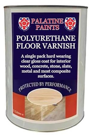Palatine PaintsProtected By Performance Polyurethane Floor Varnish Clear - Hard wearing floor varnish for wooden flooring (5 Litre)