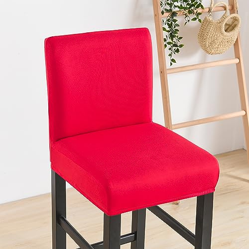 Meigeh Fundas para sillas de Bar Fundas de Taburete Halto Cubierta de Taburete con Respaldo Bajo Funda de Silla de Comedor elástico 2 Piezas Rojo