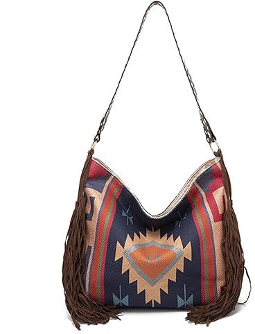 Yoisdtxc Hobo-Handtaschen für Damen, Vintage, Leinen, Quaste, große Schultertaschen für Arbeit, Reisen, Uni, A-Blau, 43 x 14,5 x 30 cm, A-Blau