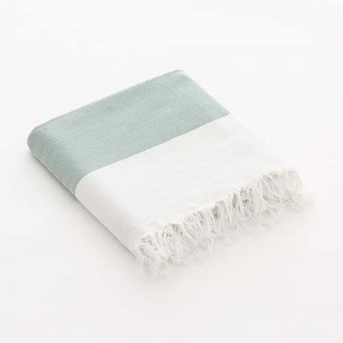 GAMUSI Fouta Pareo Toalla Playa Ligera Rayas Anchas 190x180cm, Color Verde