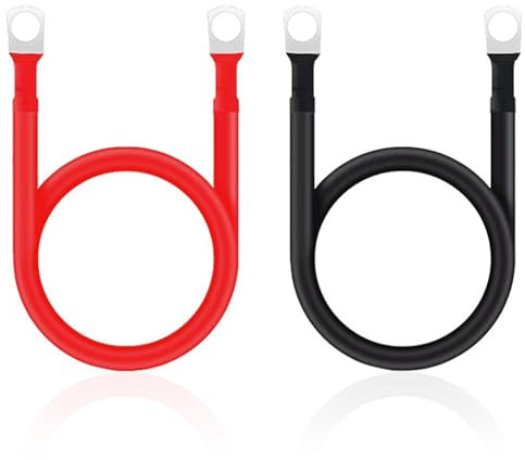 Helweet Battery Link Cables, Battery Inverter Cable, Cable Leads, Car Battery Jump Leads, Suitable for Cars, Trucks, Motorcycles, Solar Caravans, Boats, 2 Pcs, 16mm² 30cm, Red+Black