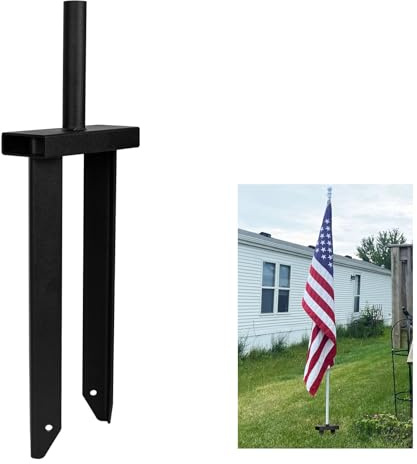VANROUG Flagpole Ground Stake, Metall, Schwarz, Rohr, 21.5 cm, 10 cm, 640 g, für Flaggen, Sonnenschirme, Lichter, Angelruten