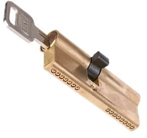 LSHIJI SchließZylinder 65 mm mit 8 Schlüsseln Knauf Europrofilzylinder Zylinderschloss Messing satiniert vernickelt Zylinderschloss(Single Cylinder)