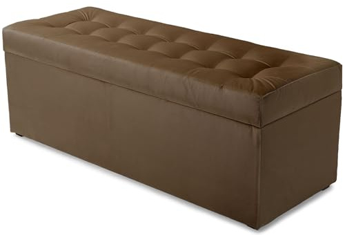 MG Design Polsterhocker 45 x 120 cm Braun mit Stauraum (ca. 140 L), belastbar bis 300 kg, sofort einsatzbereit & pflegeleicht – für Wohnzimmer, Schlafzimmer & Flur