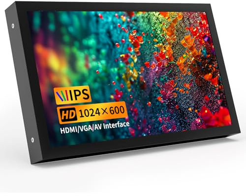 CUQI Mini Moniteur 7 Pouces, 1024×600 HD IPS Mini Écran avec Haut-parleurs Intégrés/HDMI/VGA/AV Entrée pour PC, TV, DVD, CCTV, Raspberry Pi