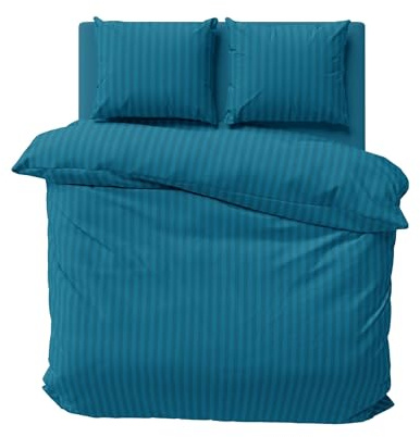 ZIRVEHOME Bettwäsche Set dreiteilig, 200x200cm Bettbezug, Damast, Microfaser, Petrol
