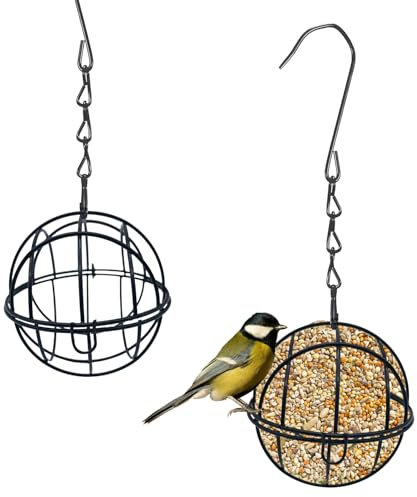 2 Pcs Fat Ball Feeders Hanging, Metal Bird Feeders for Wild Birds, Durable Outdoor Bird Feeder for Garden, Patio, or Yard – Easy to Hang, Ideal for Attracting Birds