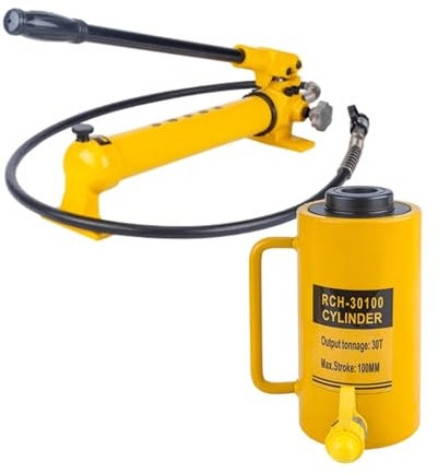 YOPNDFR Martinetto Idraulico da 20 tonnellate con Pompa Manuale CP-700, Cilindro Idraulico Cavo a Semplice Effetto, in Grado di Spingere e Tirare(30T-4in Stroke+CP-700 Hand Pump)