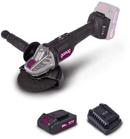 Gomag Akku-Winkelschleifer GO-WS125BL brushless | Trennscheibe 125 mm | Softstart | Drehzahleinstellung in 6 Stufen | 3-Positionen-Frontgriff | inkl. 2A Akku & Ladegerät