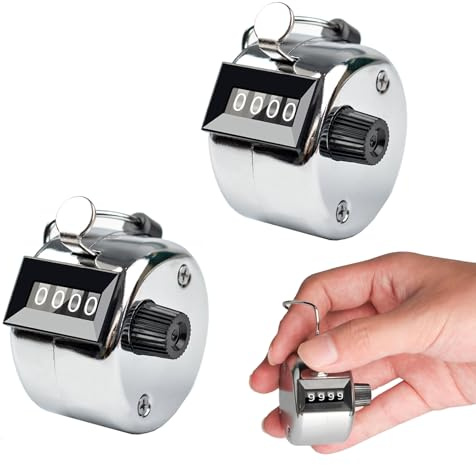 afhgdjr 2 Stück Zähler Klicker,Handzähler,Reihenzähler Stricken,Golf Zähler,Maschenzähler,Ideal für Personenzählung, Golf und Schulsport, Keine Batterien Erforderlich,Silber