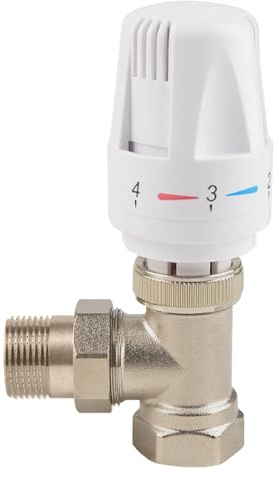G1/2 Thermostatventil + Rücklaufverschraubung, Thermostat-Set 1/2 Zoll, Thermostatsatz, DN15 Thermostat Heiz KöRper Ventil, Thermostatkopf, Heizungsventil, Temperatur Regel Ventil für Heizkörper