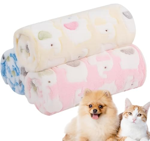 MXHBSTP 3 PCS Cat Blanket, 60 * 40Cm Puppy Blanket, Warm and Soft Pet Blankets for Cats and Small Dogs, Cozy Fleece Throws Kitten Blanket for Furniture Protection, Travel, and Crate Comfort