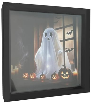 Perfeclan Album Fotografico Luminoso con Bambola Fantasma, Decorazione di Halloween, Cornice Nera, scrivania Decorativa, Luce per Camera da Letto, Festa a Tema