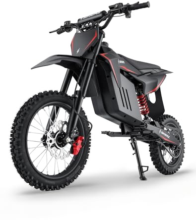 Skeri Electric Dirt Bike for Adults & Teens, 14/12 Fat Tire 3200W Motor 37MPH Off-Road EBike, 48V 21Ah Battery Hydraulic Disc Brakes Dual Suspension IPX5 Waterproof, Fit for Age 13+ -Red