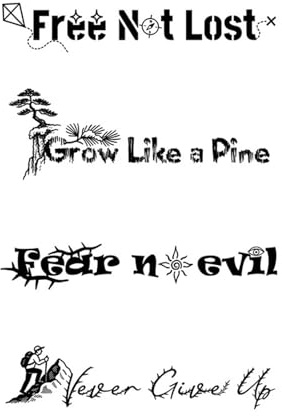 Inspirational English Tattoo Stickers Pine Tree Climber Simple And Powerful Temporary Tattoo Tough Personality
