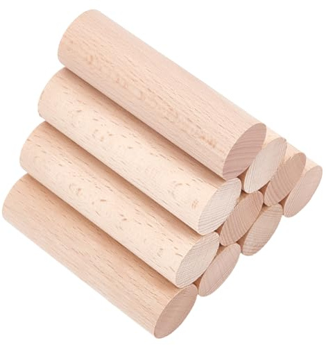 OLYCRAFT 10 barras de madera redondas de 3 x 10 cm, tacos de madera, sin tratar, redondos, de madera de haya, para proyectos de manualidades
