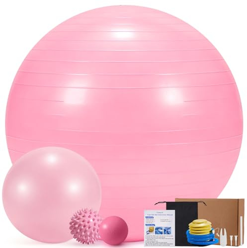 Set di 4 palline da ginnastica, composto da una grande palla da pilates da 23 cm, una palla da massaggio e una palla per riccio, una palla da yoga sicura con pompa per gravidanza, fisioterapia