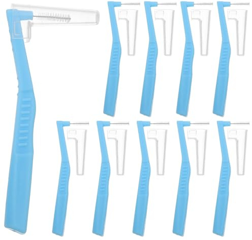 Gogogmee 10 st vinklade tandborstar för tandställning - L-formade interdentalborstar - 2,5 mm mjuka borst för tandrengöring för stora utrymmen med halkfritt handtag, att använda