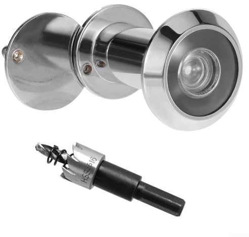 Türspion mit Sichtschutz, 200° Weitwinkel, Zinklegierung, Türspion für 35–60 mm Türen, inklusive Bohrer, Chrom-Finish (Chrom)