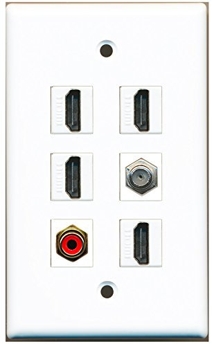 RiteAV – 4 HDMI 1 puerto RCA rojo 1 Puerto Cable coaxial TV- Coaxial placa de pared