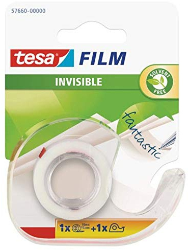 tesa Dérouleur de bureau tesafilm transparent avec rouleau de film adhésif 10 m x 19 mm