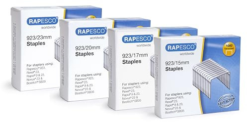 Rapesco 1318 Grapas Galvanizadas 923, Tipo 23, Profesionales de 15, 17, 20 y 23 mm, Caja con 4000