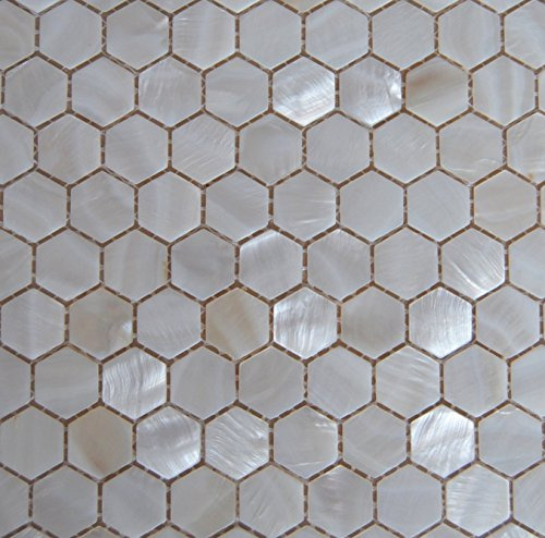 XUAN Perlmutt Mosaikfliesen Flussbett Natur Perlmuschel Mosaik Hexagon Weiß