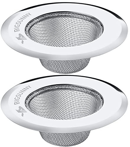 MSY BIGSUNNY Mesh Sink Strainer Set of 2, Stainless Steel Kitchen Drain Strainer with Large Wide Rim 4.5 inch Diameter