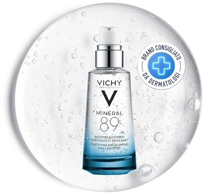 Vichy Minéral 89, Booster Quotidiano Fortificante e Rimpolpante, Per Tutti i Tipi di Pelle, Pelle Tonica e Idratata, Arricchito con Acido Ialuronico e Acqua Vulcanica, 50 ml